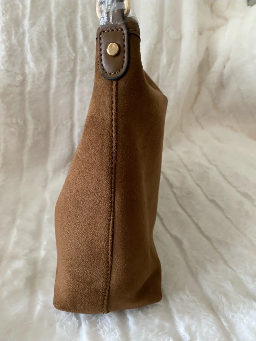 Badgley Mischka New York Brown Microsuede Hobo Shoulder Bag